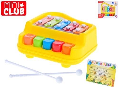 18x18cm plastic Mini Club piano and xylophone + notes 18m+ in WBX