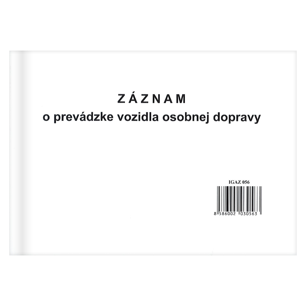 Záznam o prevádzke motorového vozidla osobnej dopravy, A5, 60 listov,   (IGAZ 56)