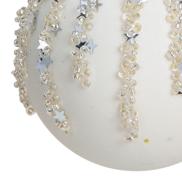 Christmas ball - glass, 60 mm, white with silver/gold applications, mix/1pc (2)