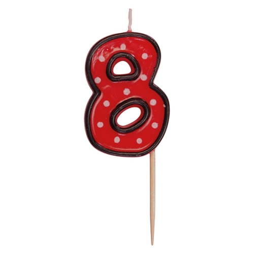Number candle on a stick "8" 50mm [1 pc]