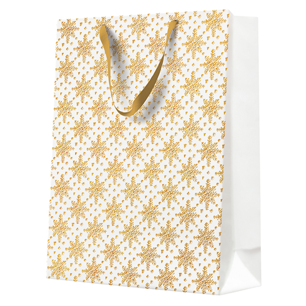 Darčeková taška big 30x41x12 cm Grunge Textured Snowflakes Gold