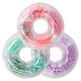 Office set 4in1 clips/binder clip/spony (mix of pastel colours) (1)