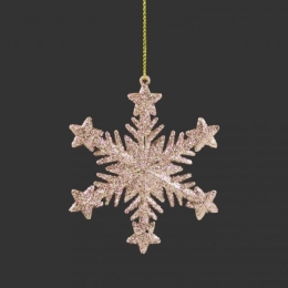 Christmas decoration - PP pink/pearl - flake 10 cm, mix/1pc