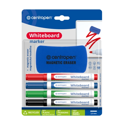 Marker CENTROPEN 8559 + magnetic sponge - set of 4 pcs