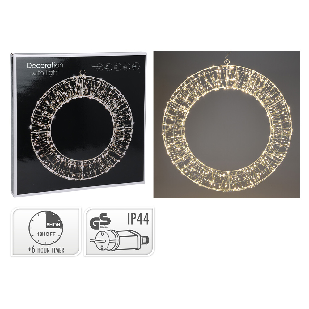 Vianočný veniec 720 mikro LED svetiel 50 cm