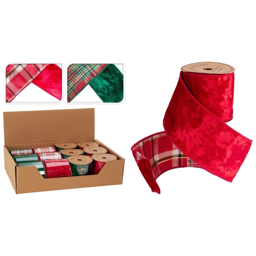Decorative ribbon 60x2700 mm plaid pattern (mix of 2 colours, price /1 pcs)