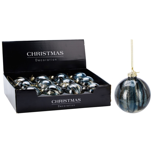 Christmas ball 80 mm, blue (price /1 pc)