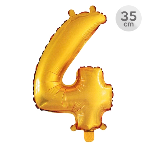 Balón narodeninový 35 cm - číslo 4, zlatý