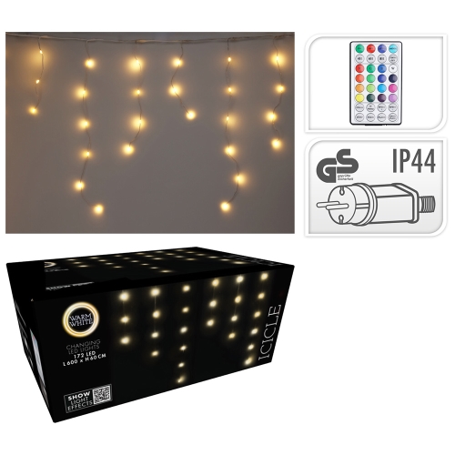 Light chain with hanging strands 172 LED warm white, outdoor. 230V