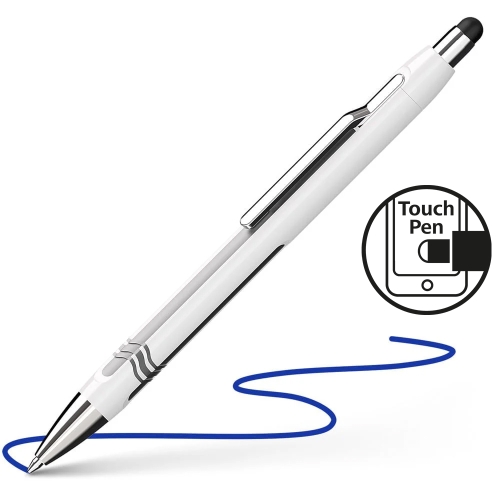 Pero guľôčkové Schneider Epsilon XB white-silver Touch - modrá náplň