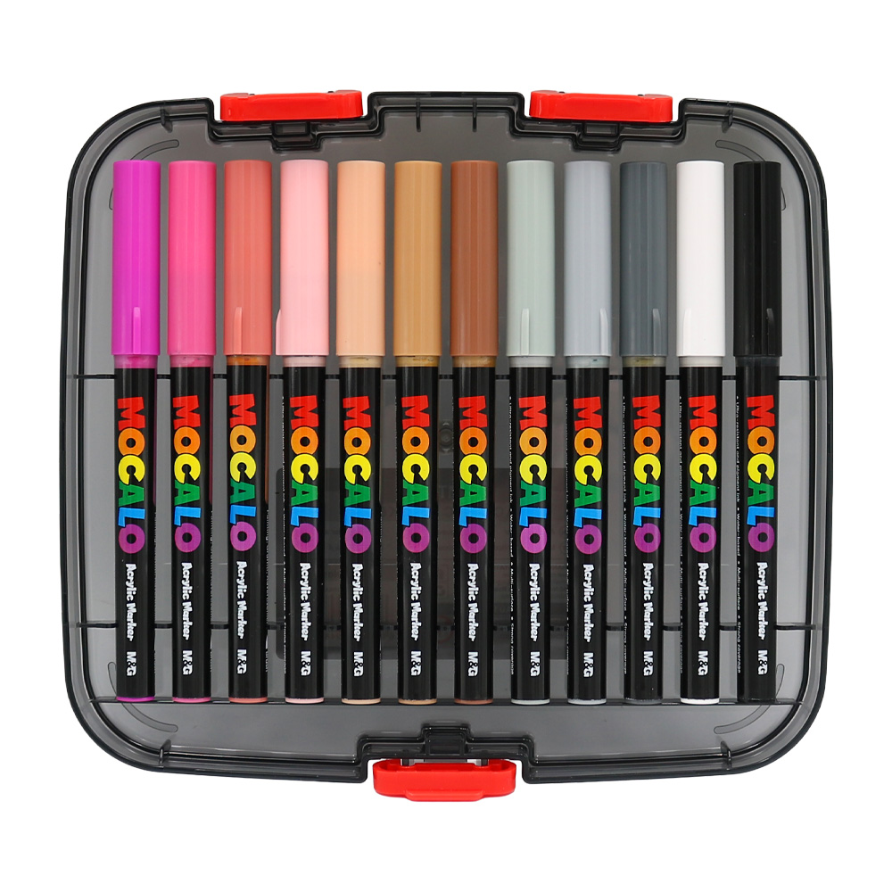 Popisovač M&G MOCALO Acrylic Marker, štetcový hrot (sada 36 farieb)