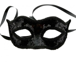 Sequin mask for adults, black