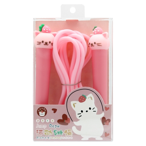 Jump rope 2,8 m pink - cat with strawberry