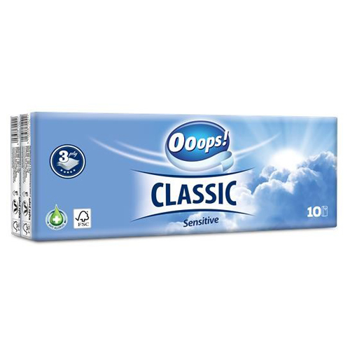 Hygienické vreckovky OOOPS! Classic Sensitive 3-vrstvové, 1 ks