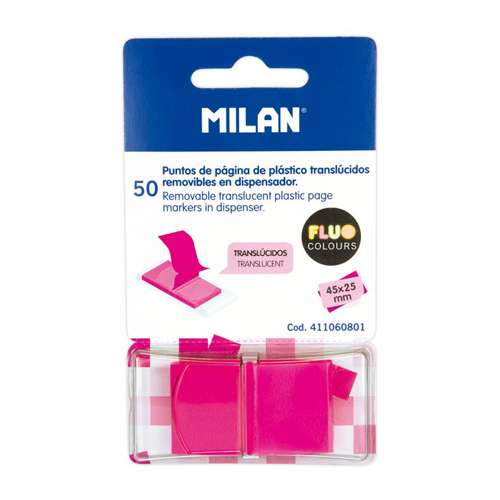 Blok lep MILAN FLUO záložka PVC 45 x 25 mm ružová