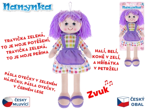 Bábika Nanynka fialová 50cm mäkké telo na batérie česky hovoriaca a spievajúca 0m+ na kart