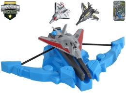 Mission Control 2asstd color 13cm plastic launcher w/3pcs of 6,5cm plastic planes on BC