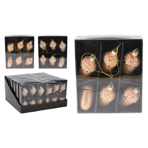 Christmas ornaments - acorns 65 mm, gold (set of 6)