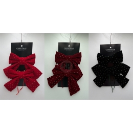 Mašľa zamatová 15 cm, sada 2 ks, mix /1 sada