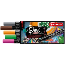 Acrylic marker STABILO FREE Acrylic T300 Round tip 2-3 mm - Vintage, set of 5 pcs Acrylic marker STABILO FREE Acrylic T300 Round tip 2-3 mm - Vintage, set of 5 pcs