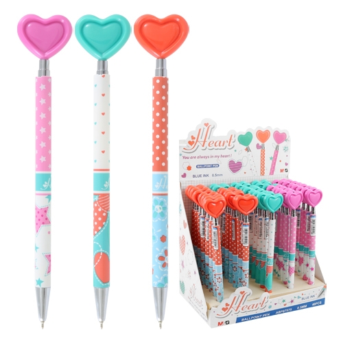 Pero guľôčkové M&G Heart 0,5 mm - modrá náplň  /1ks