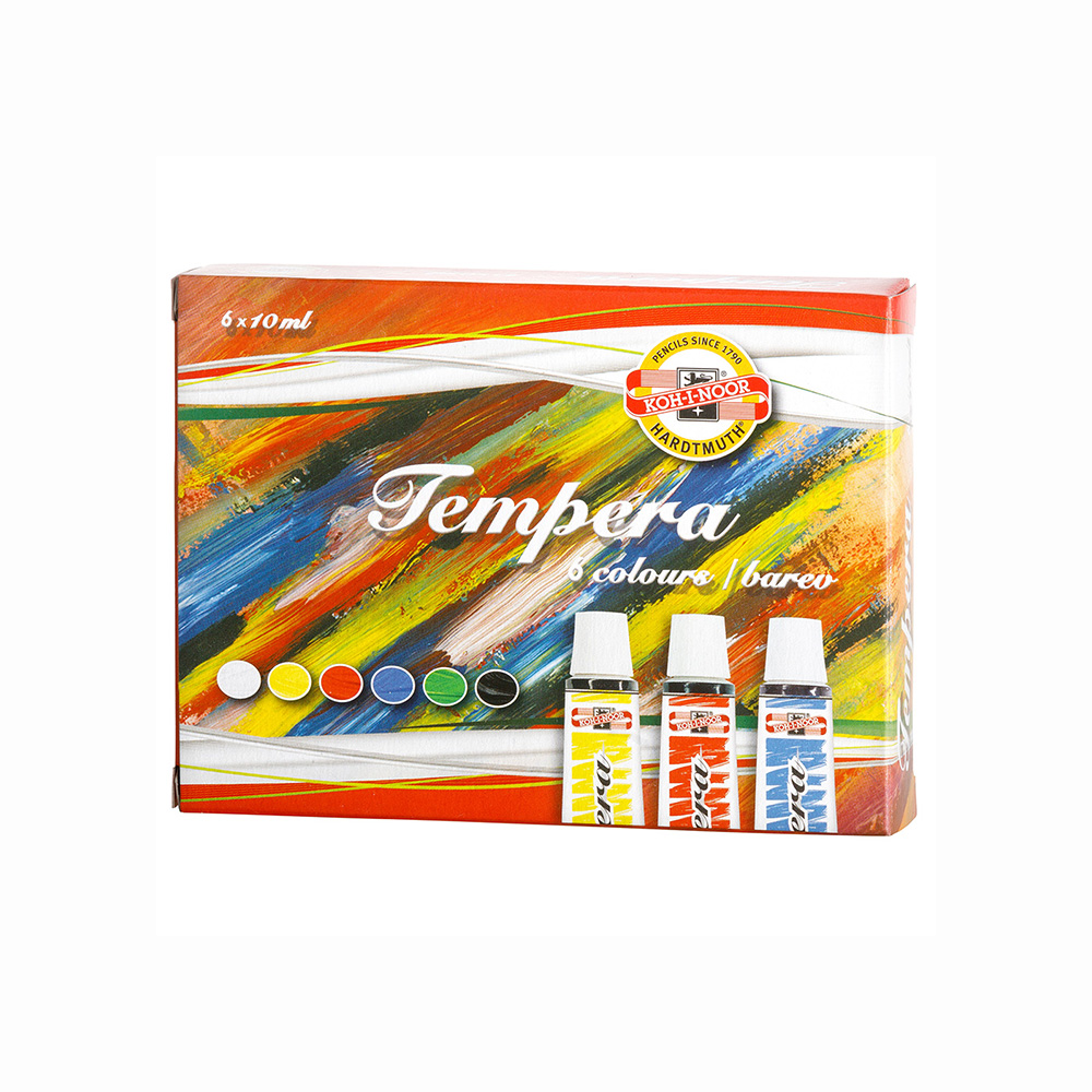 Farby temperové KOH-I-NOOR 10 ml, sada 6 ks