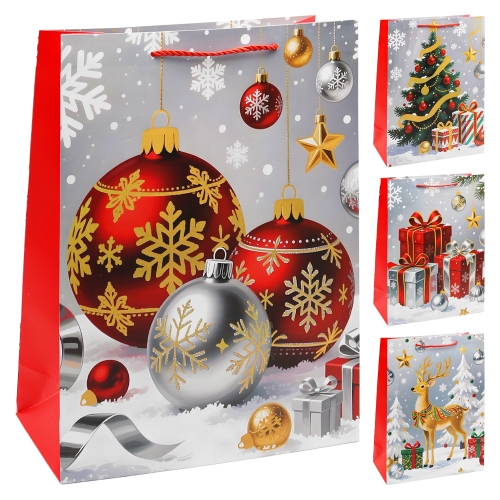 Darčeková taška vianočná 40x30x12 cm (mix 4 dizajnov 7348 /cena za 1 ks)