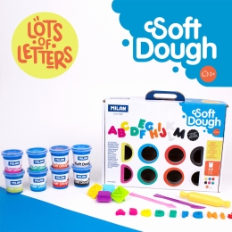 Kit 8 cans 59 g Soft Dough with tools 'Lots of letters' (3)