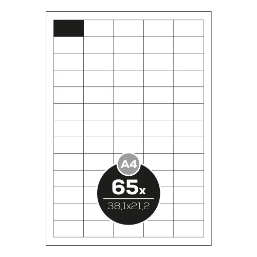 Labels PRINT A4/100 pcs, 38.1x21.2 - 65 labels, white