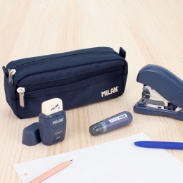 2-zipped rectangular pencil case 1918 series, navy blue (4)