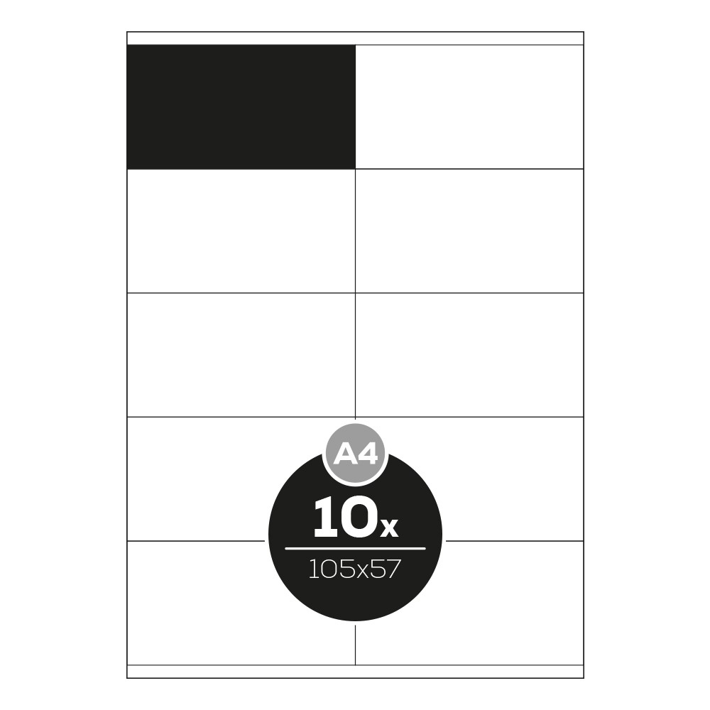 Top Stick labels A4/100 pcs, 105x57 mm - 10 labels, white