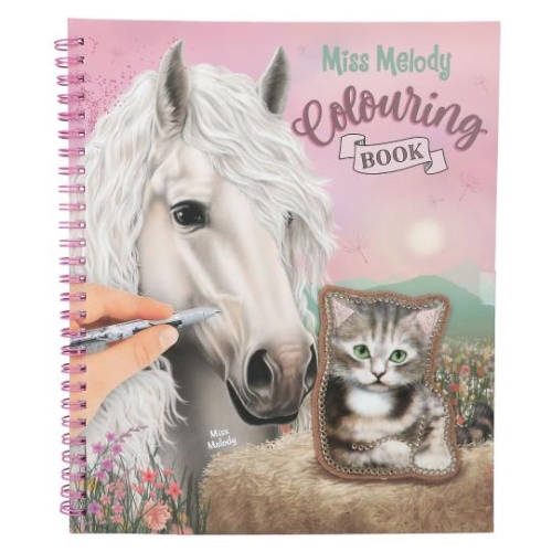 Omaľovanky Miss Melody s flitrovou nášivkou, s mačiatkom