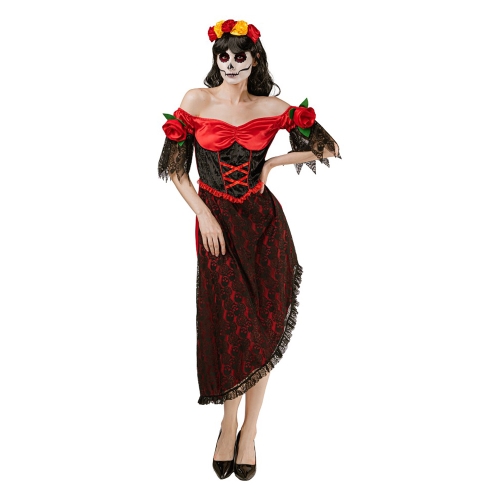 Spanish costume (flower garland, dress), size S
