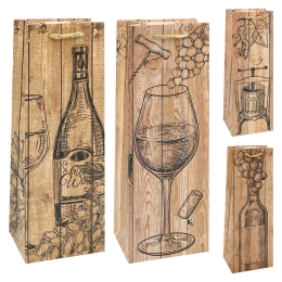 Darčeková taška na fľašu vína 12,5 x 10 x 36 cm (mix /cena 1ks)