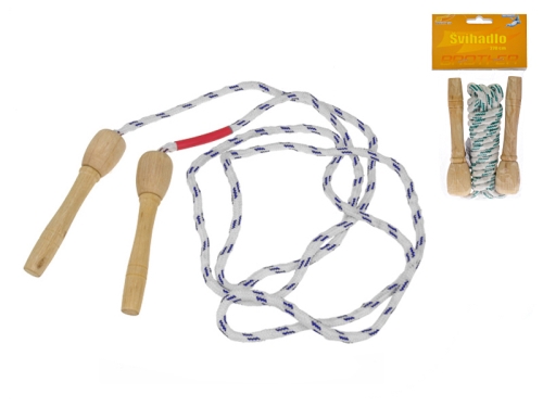 2asst color (blue,green) 270cm jump rope w/wood handle in PBH