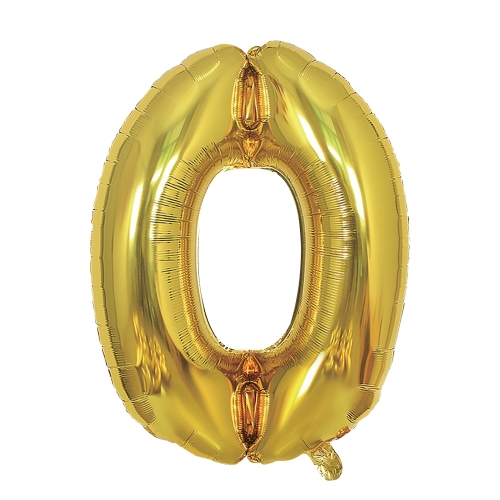 Balón narodeninový, zlatý 40" (100 cm) číslo 0