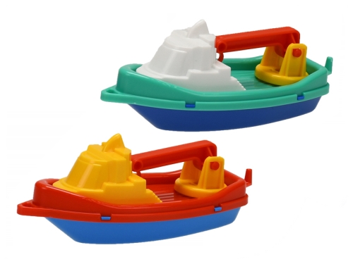 2asstd color (white,yellow) 14cm plastic boat w/crane