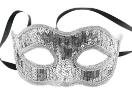 Sequin mask for adults, silver