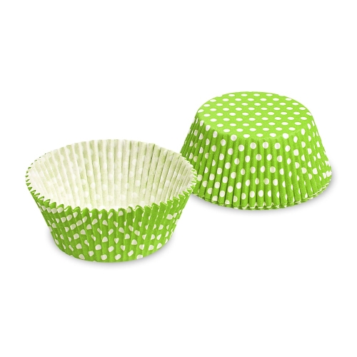 Pastry basket (PAP) Dots white/yellow-green O50 x 30 mm [40 pcs]