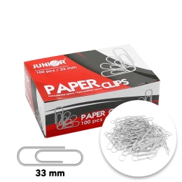 Clips smooth/ nickel-plated JUNIOR, 33 mm/100 ks