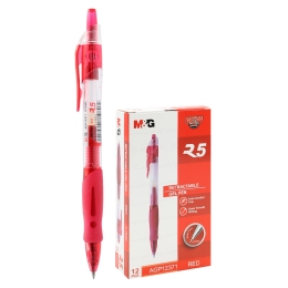 M&amp;G Retractable gel pen Red 0.7 mm, Comfort rubber grip