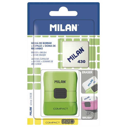 Eraser + brush MILAN 430 FLUO with protective case - blister