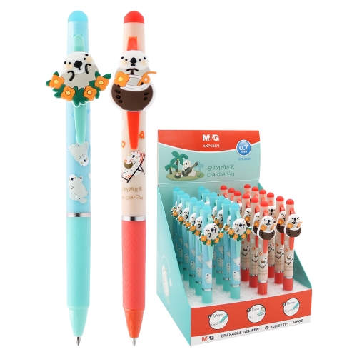 Gel pen, erasable M&G Pumpkin, tip 0.5 mm, blue refill (2 designs)