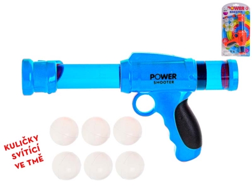 Toys&Trends 26cm 2asstd color (blue,orange) plastic airgun w/glow in the dark ball 6pcs on