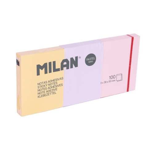 Blok lepiaci MILAN 38 x 50 mm (3x 100 listov) pastelové farby