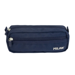 2-zipped rectangular pencil case 1918 series, navy blue