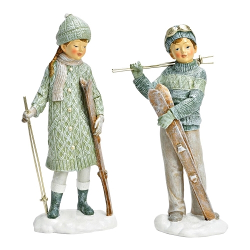 Girl/boy with skis 22 cm (mix of 2 designs /price for 1 piece)