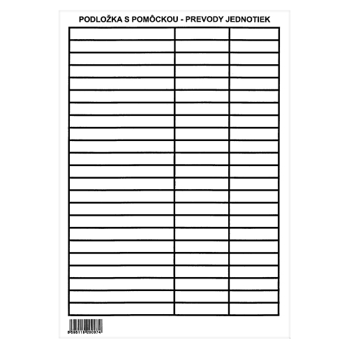 Podložka školská - Lamino A5 s nápovedou - Matematika/Prevody jednotiek