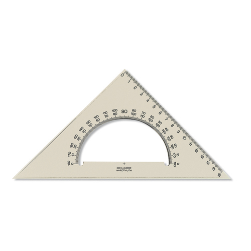 Trojuholník KOH-I-NOOR transparentný s uhlomerom, 16 cm