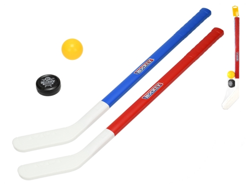 2pcs of 71cm plastic ice hockey stick w/puck & ball in net